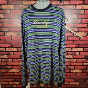 Striped Long Sleeve Shirt - Blue, Yellow, Black